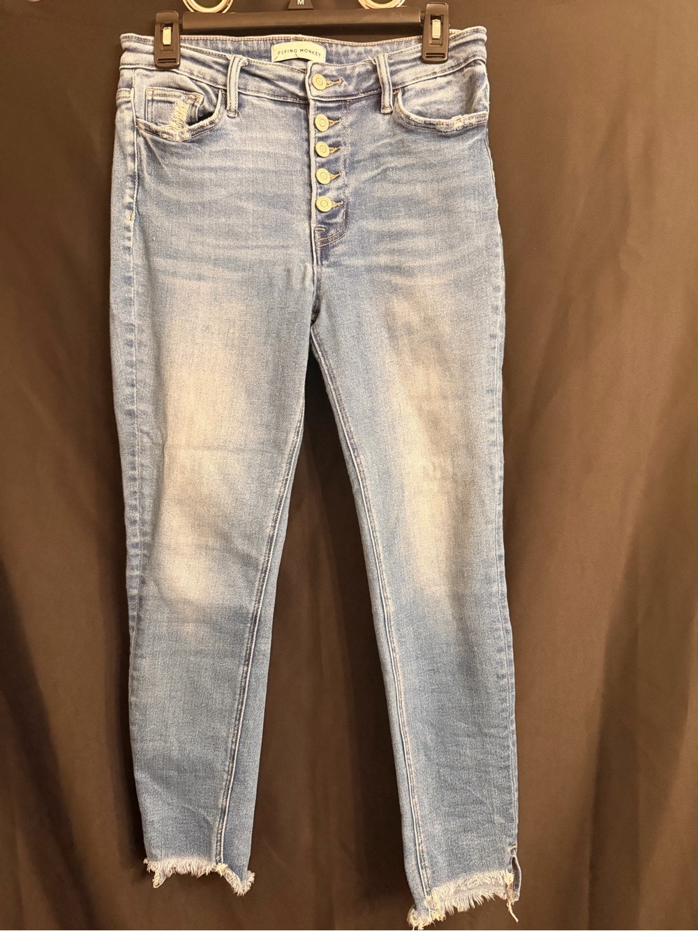 Flying Monkey Light Blue High-Rise Button-Fly Skinny Jeans Size 28